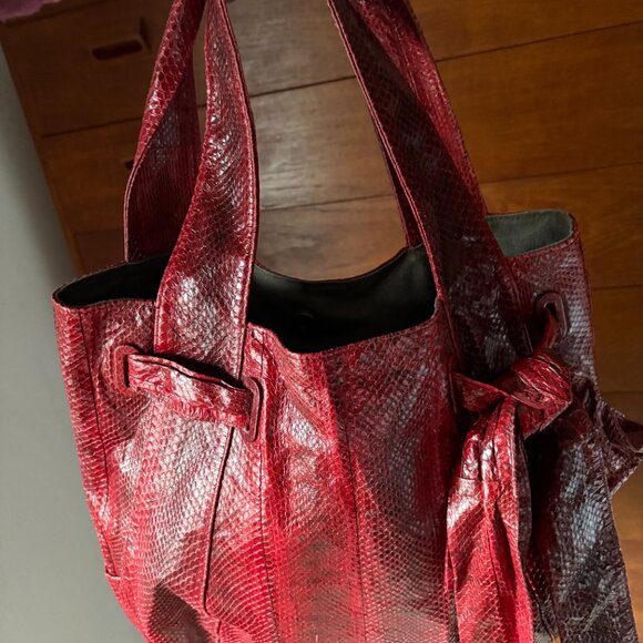 Beirn large red snakeskin shoulder bag date night going out purse Valentine's - Picture 7 of 7